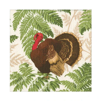 Caspari Turkey Among Ferns Luncheon Napkins